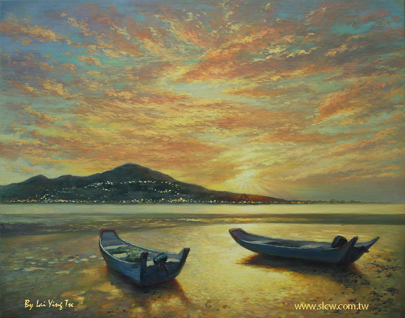 Tamsui Wharf 淡水碼頭 賴英澤 繪 painted by Lai Ying-Tse